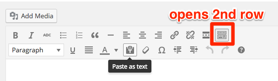 The Paste as Text button in WordPress